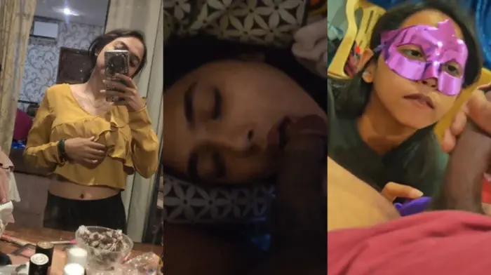 Cute Teen GF Mask blowjob Sex & Cumshot in Mouth HD Video